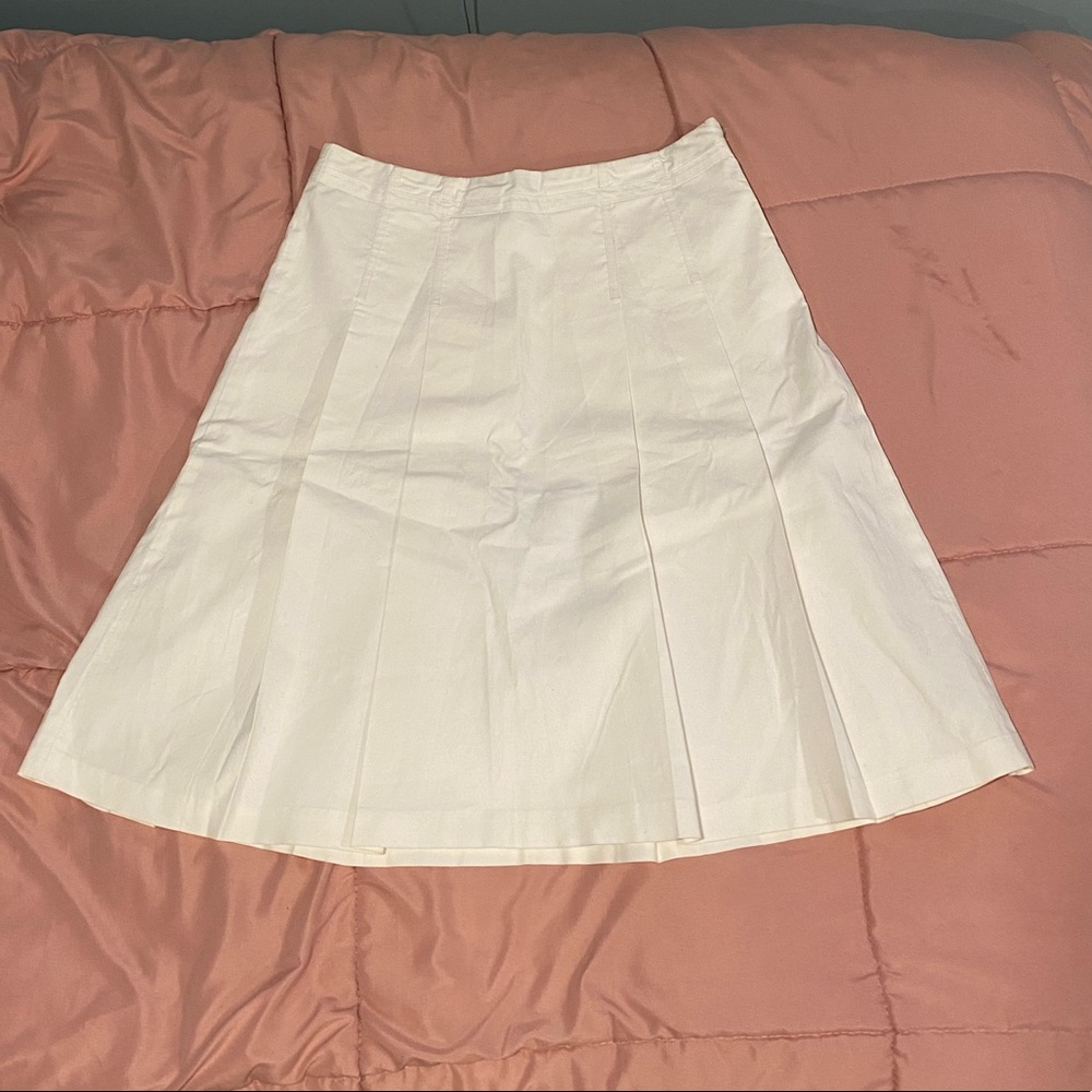 White Pleated Midi Skirt